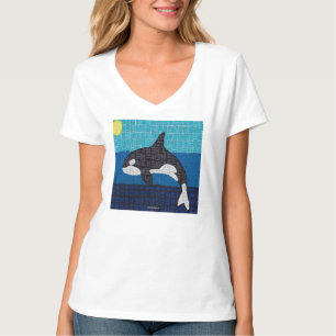 Orca (blanc) - T-shirt à col en V pour femme