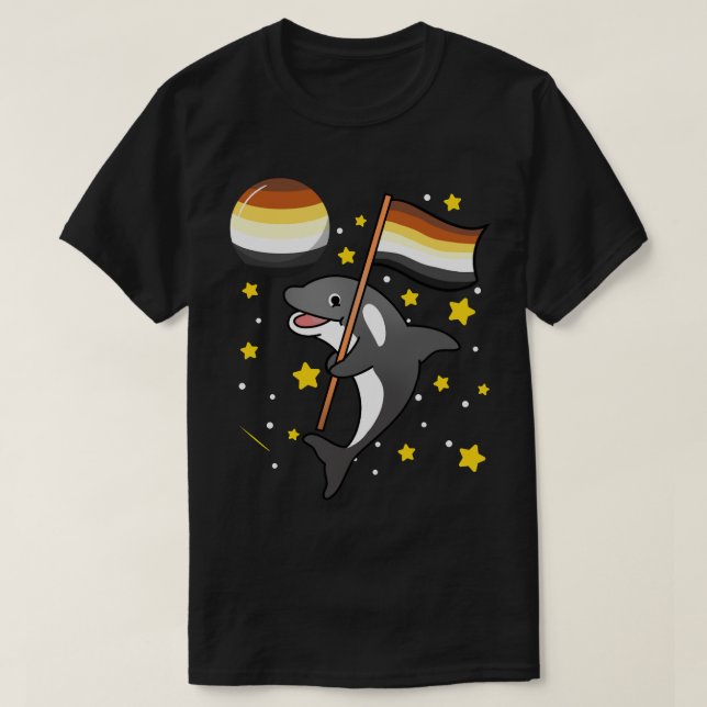 Orca In Space Gay Bear Pride Pullover Hoodie  (Design devant)