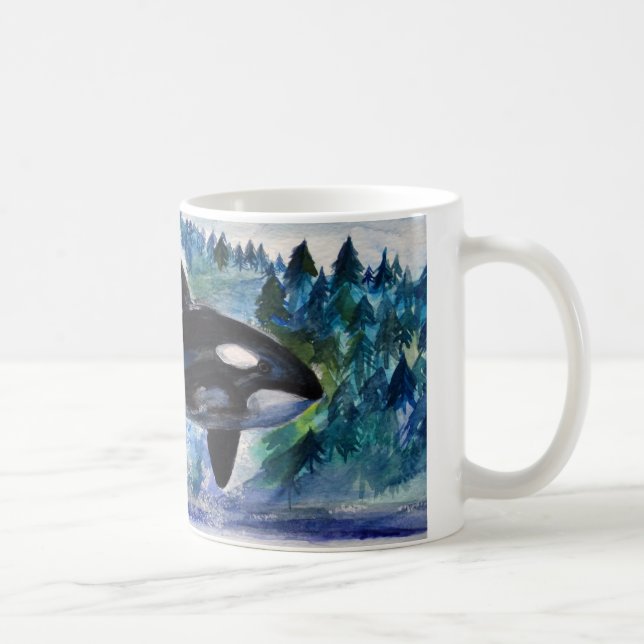 Orca Whale Aquarelle Art Mug (Droite)