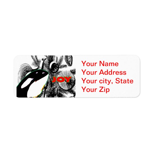 Orca Whale Christmas Return Adresse Sticker (Devant)