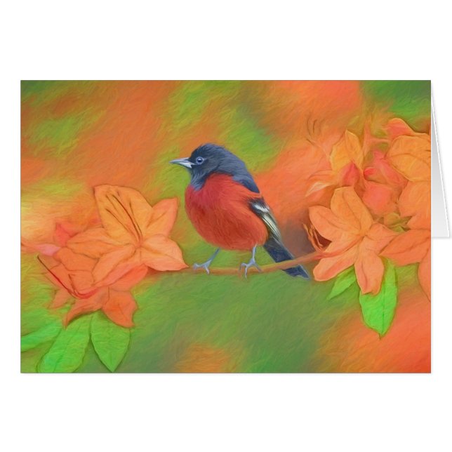 Orchard Oriole Songbird Peinture Oiseau original (Devant horizontal)