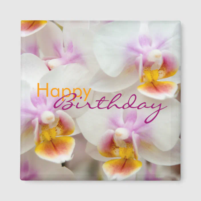 Orchidee Aimant De Joyeux Anniversaire Zazzle Fr