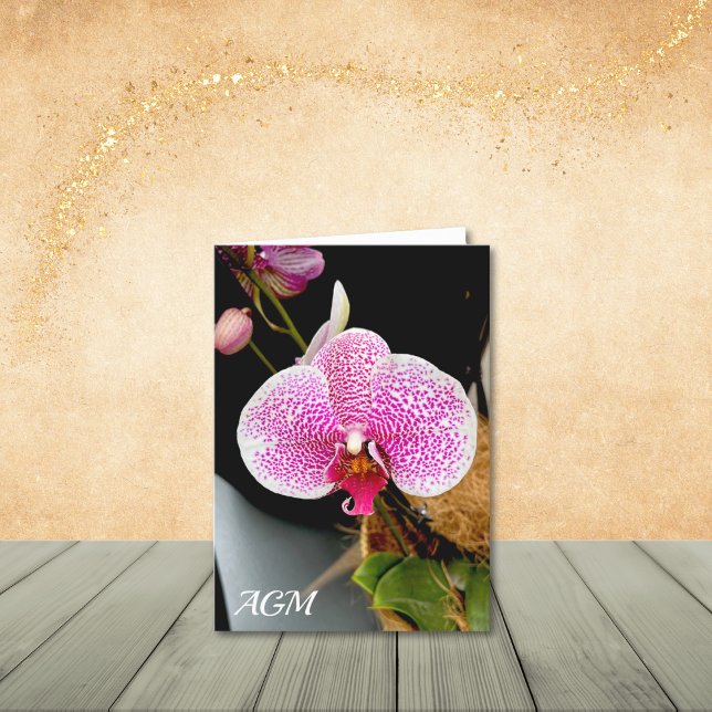 Orchidée blanche avec Speckies roses, cartes de no (Monogram/Name optional.
Personalize to update or remove.)