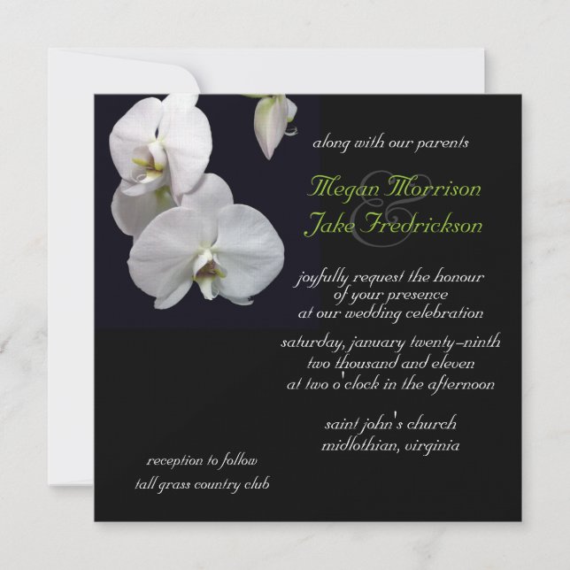 Orchidée blanche Faire-part de mariage 5,25x5,25 (Devant)