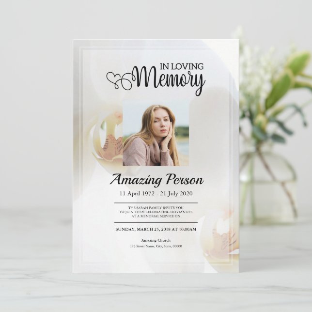 Orchidée blanche Ordre funéraire Invitation (Debout devant)