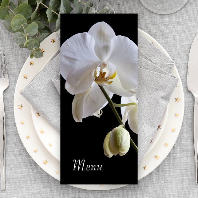 Orchidée blanche sur le menu Mariage noir (Créateur téléchargé)