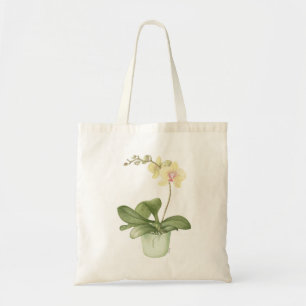 Orchidée dans un sac fourre-tout vert à couleur