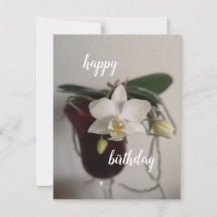orchidée en verre rouge carte anniversaire