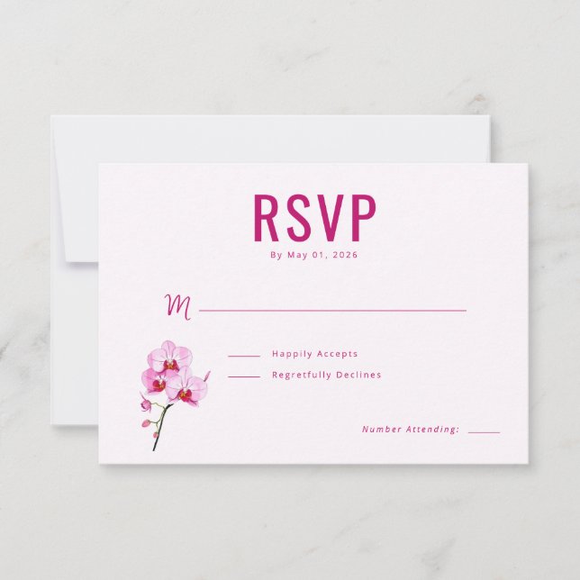 Orchidée Magenta Élégant RSVP (Devant)