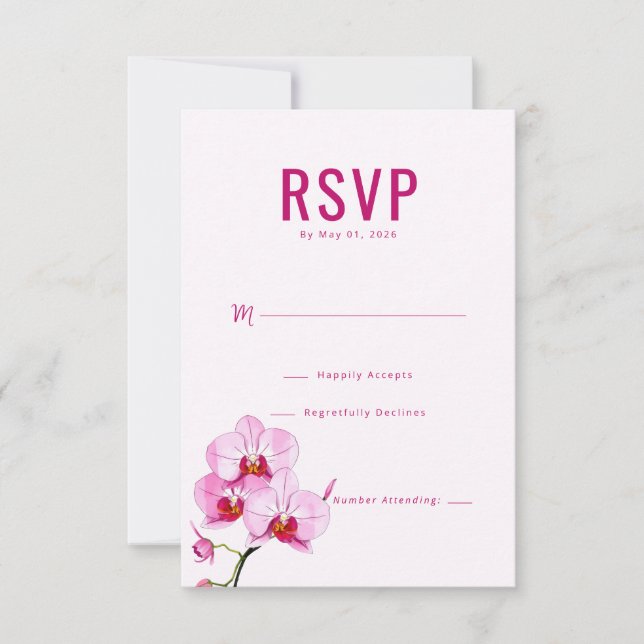 Orchidée Rose Élégante RSVP (Devant)