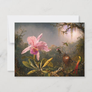 Orchidée rose et trois colibris Invitations