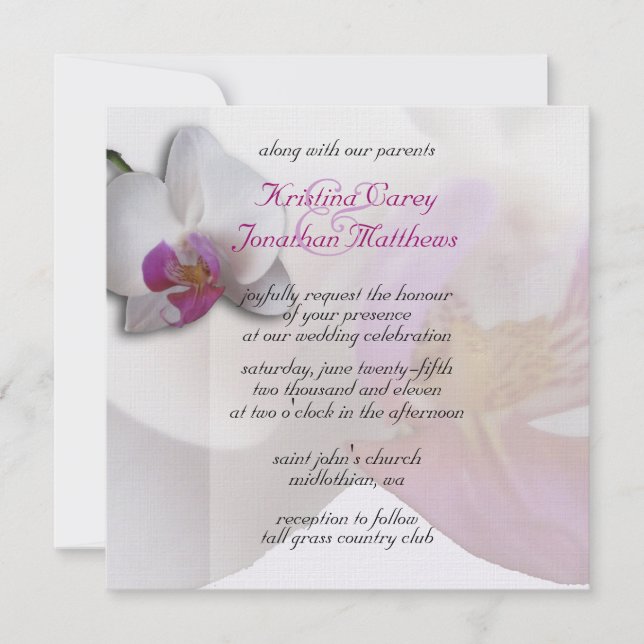 Orchidée rose Faire-part de mariage 5,25x5,25 (Devant)