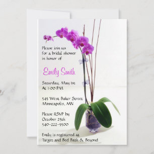 Orchidée rose violet Floral Bridal Show Invitation