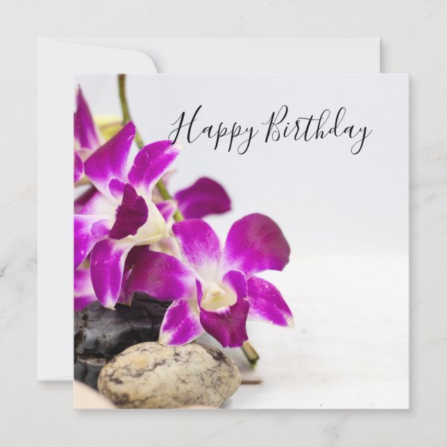 Orchidée violette avec carte d'anniversaire en pie (Devant)