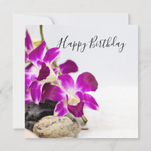 Orchidée violette avec carte d'anniversaire en pie
