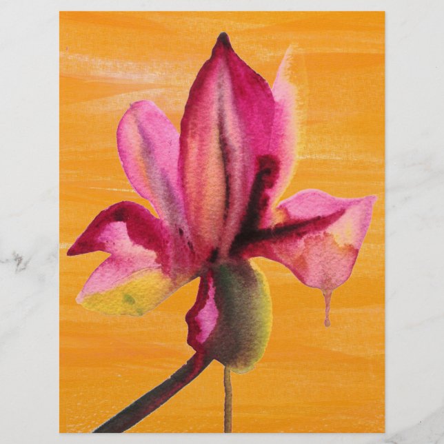 Orchidée violette couleur orange pop art fleur (Devant)