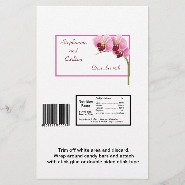 Orchidée violette Mariage grand bonbon (Devant)