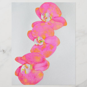 Orchidées aquarelles élégantes rose orange