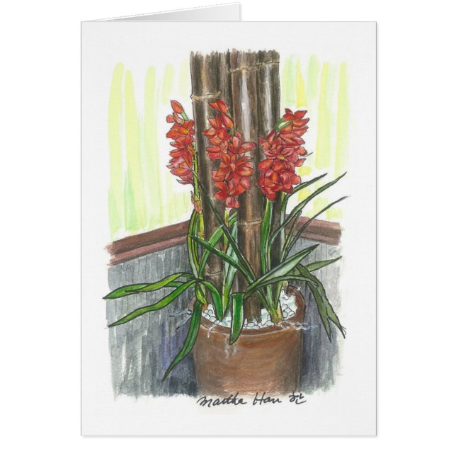 Orchidées avec le bambou (Devant)