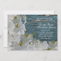 Orchidées blanches Invitation Mariage damassé en b