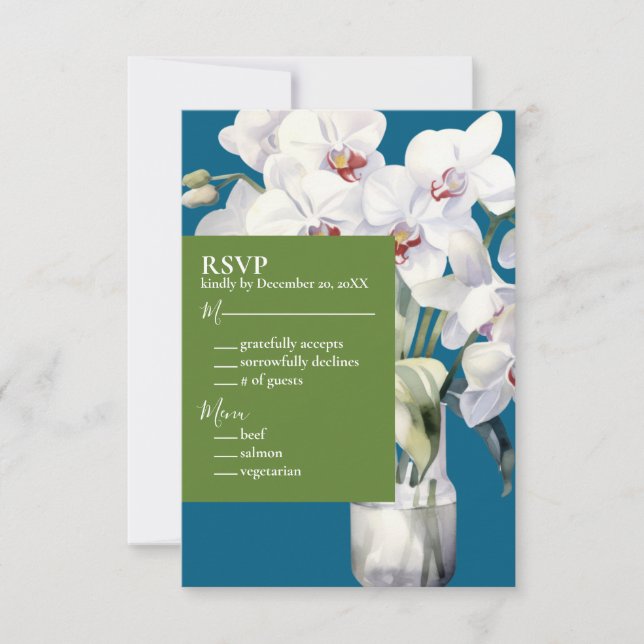 Orchidées Blanches Océan Bleu Mariage Invitations (Devant)