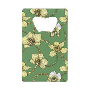 Orchidées et chaînes, jaune et vert kelly