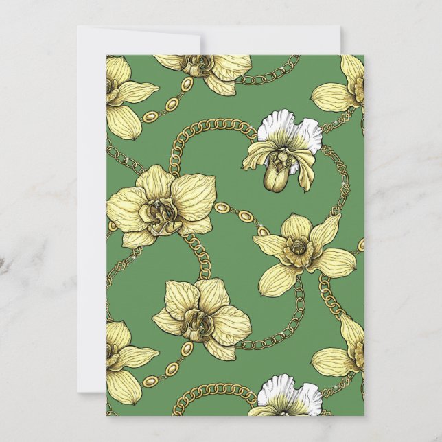 Orchidées et chaînes, jaune et vert kelly (Devant)