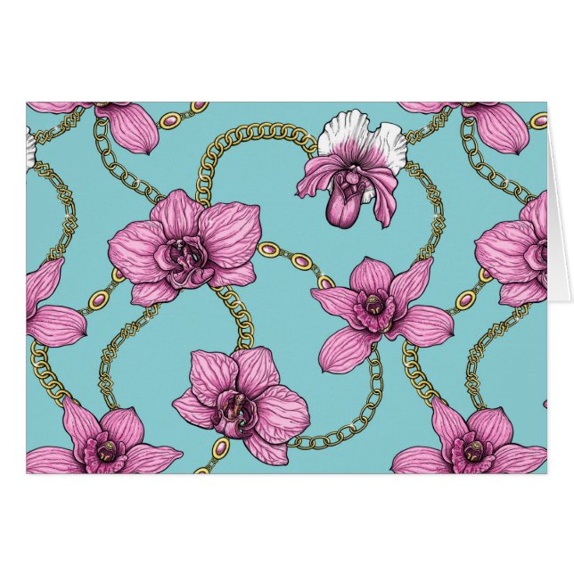 Orchidées et chaînes, roses et bleues (Devant horizontal)