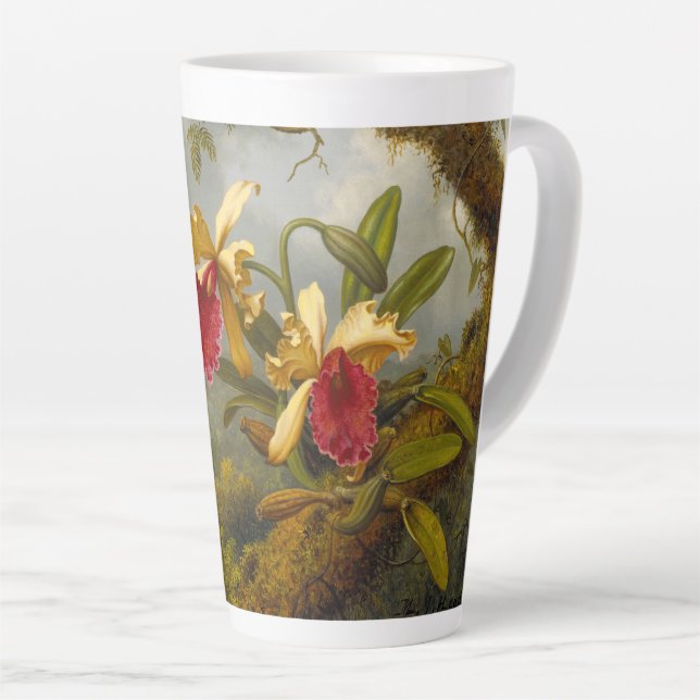 Orchidées et colibri Heade Latte Mug (Angle droit)