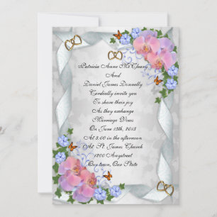 orchidées et rubans faire-part de mariage