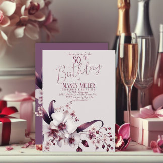 Orchidées Fleurs 50e anniversaire Invitation