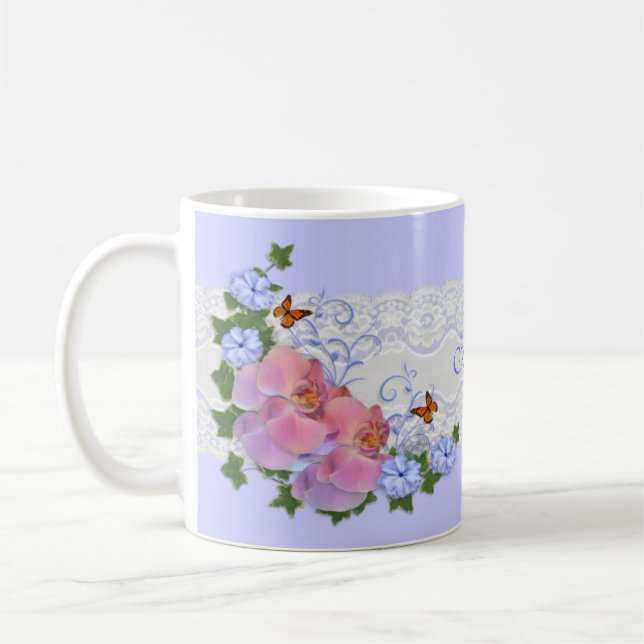 Orchidées florale personnalisée Mug (Gauche)