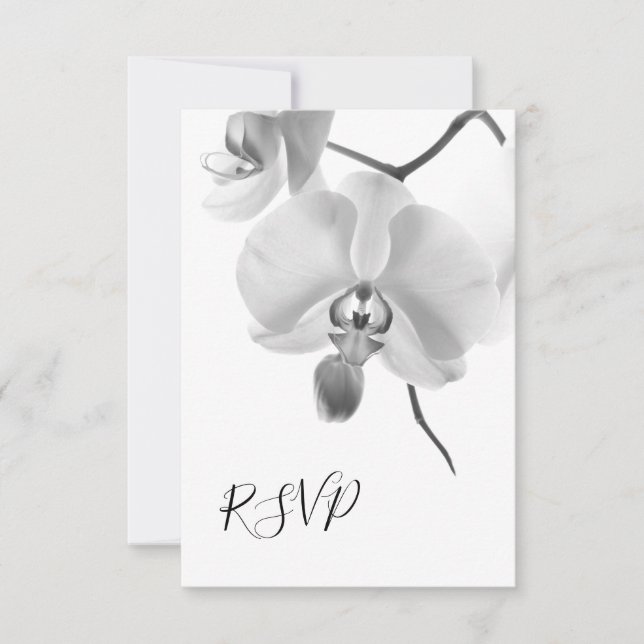 Orchidées noires et blanches Mariage floral RSVP (Devant)