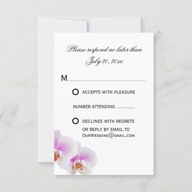 Orchidées peintes élégantes Cartes de réponse RSVP (Dos)