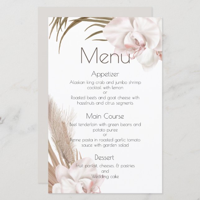 Orchidées romantiques et herbe de Pampas (Devant / Derrière)