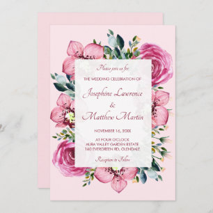 Orchidées roses et invitations de mariage Roses