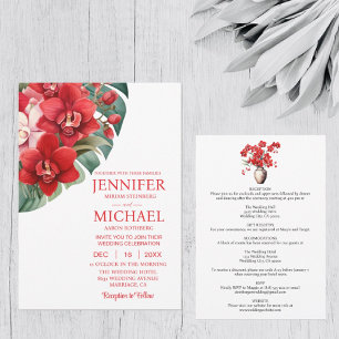 Orchidées rouges Invitations de mariage d'été d'hi