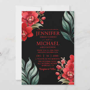 Orchidées rouges Invitations de mariage d'été d'hi