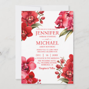 Orchidées rouges Invitations de mariage d'été d'hi