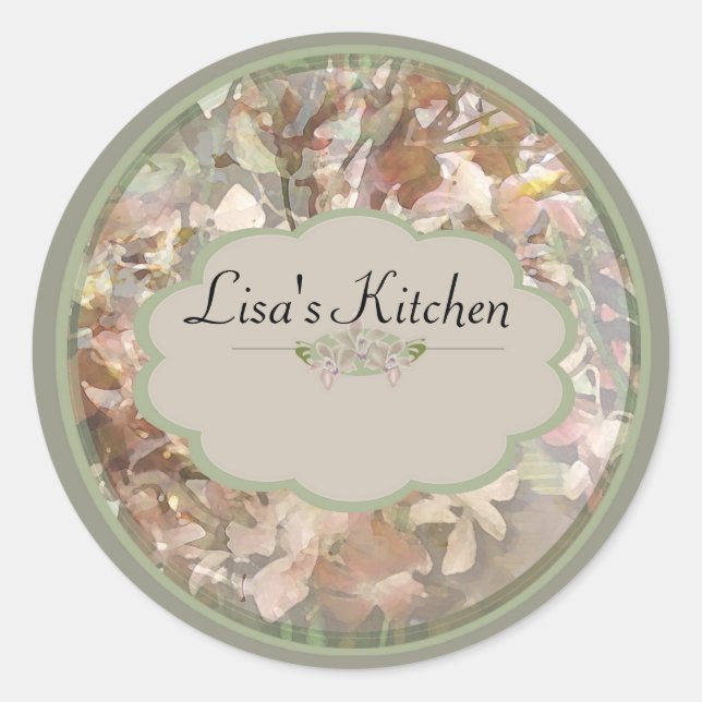 Orchidées vertes étiquettes de bocaux d'épices (Devant)