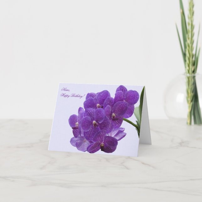 Orchidées violettes Bonne Carte de voeux d'anniver (Devant)