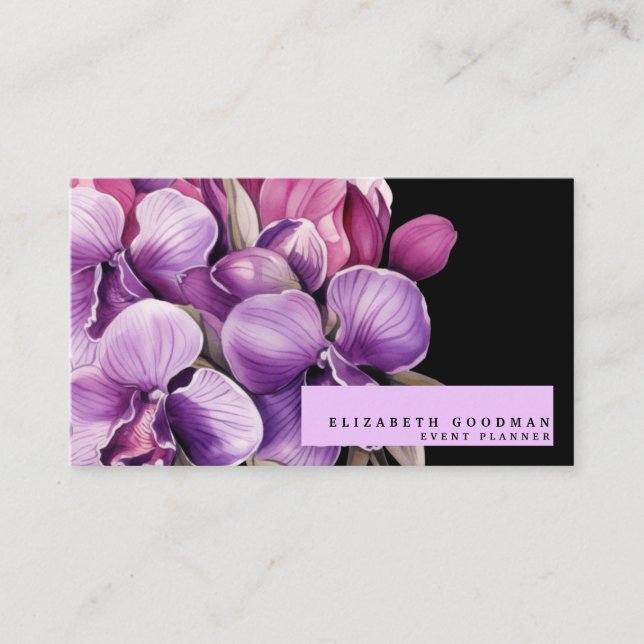Orchidées violettes classiques Cartes de visite no (Devant)