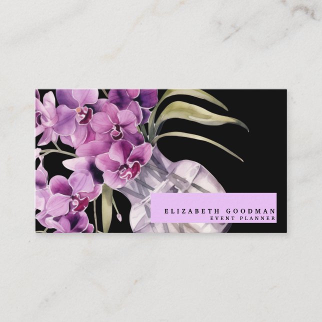 Orchidées violettes classiques Cartes de visite no (Devant)