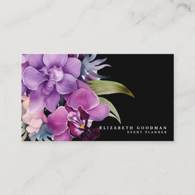 Orchidées violettes classiques Cartes de visite no (Devant)