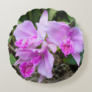 Orchidées violettes Coussin rond
