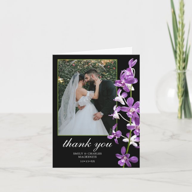 Orchidées violettes, Merci de mariage élégant mode (Devant)