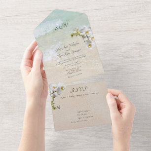 Orchids Beach Scene Mariage All-in-one Invitation