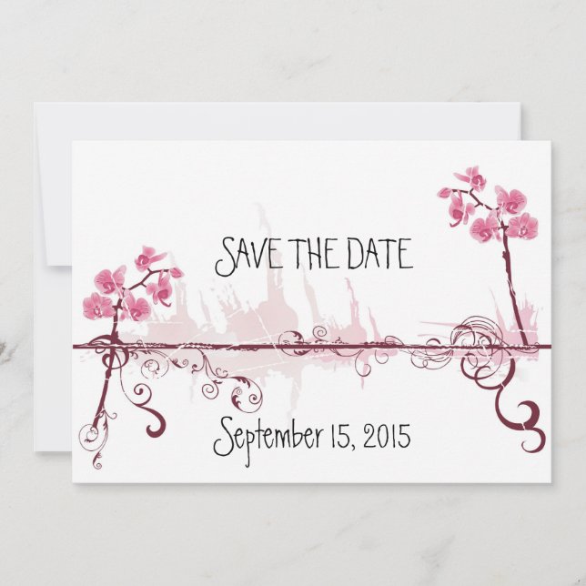 Orchids Wedding Save the Date Card (Devant)