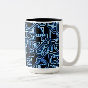 Ordinateur bleu et noir Circuits Café Mug