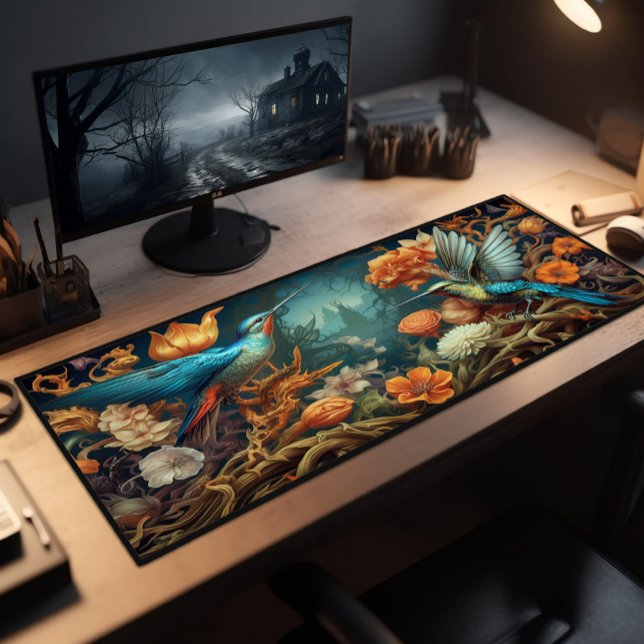 Ordinateur De Bureau, Colibris En Turquoise Et Fle (Créateur téléchargé)